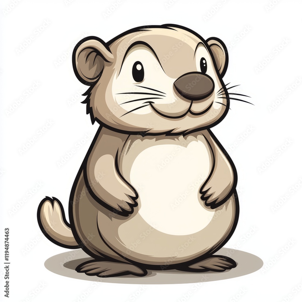 Adorable Cartoon Groundhog Stands Happily Smiling Adorable Cartoon Groundhog Stands Happily Smiling