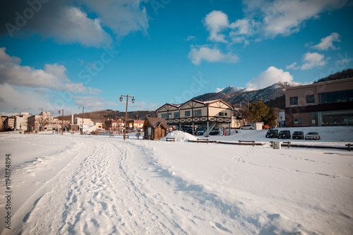 Snow and scenery in winter in Hokkaido, Japan photo