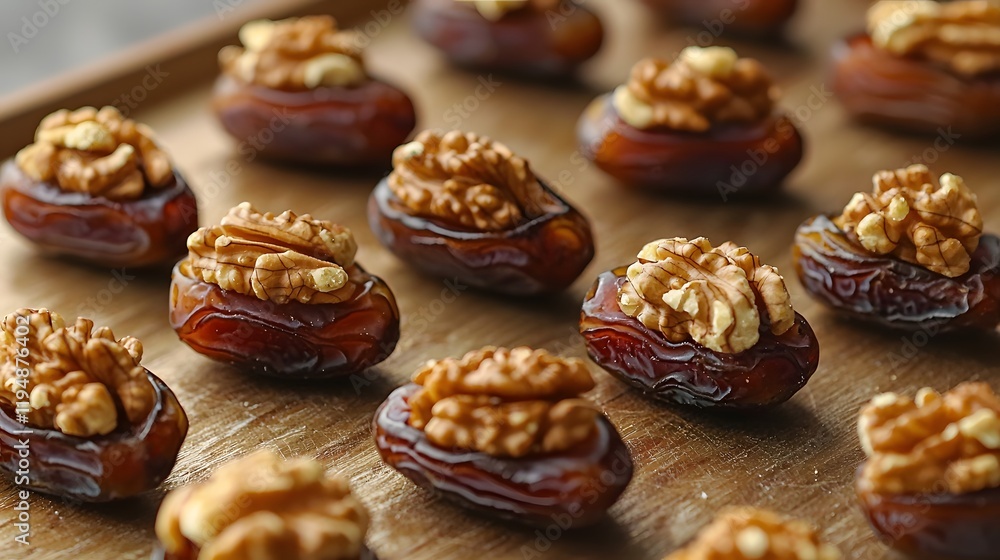 Dates Stuffed with Walnuts Arranged in a Floral Pattern,Creative Snack Presentation Dates Stuffed with Walnuts Arranged in a Floral Pattern,Creative Snack Presentation