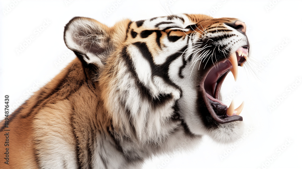 Fototapeta premium tiger roaring on white background