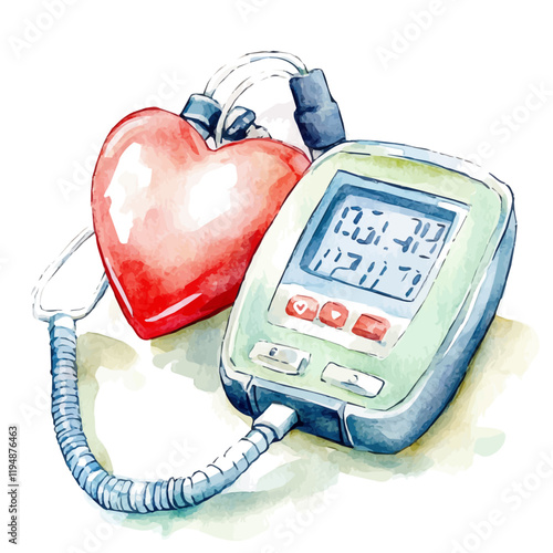 A watercolor clipart of Heart Rate Monitors, isolated on a white background. Heart Rate Monitors vector.
