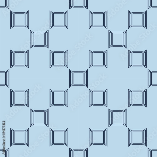 Vector Wide Opened Glass Window seamless pattern in thin line style