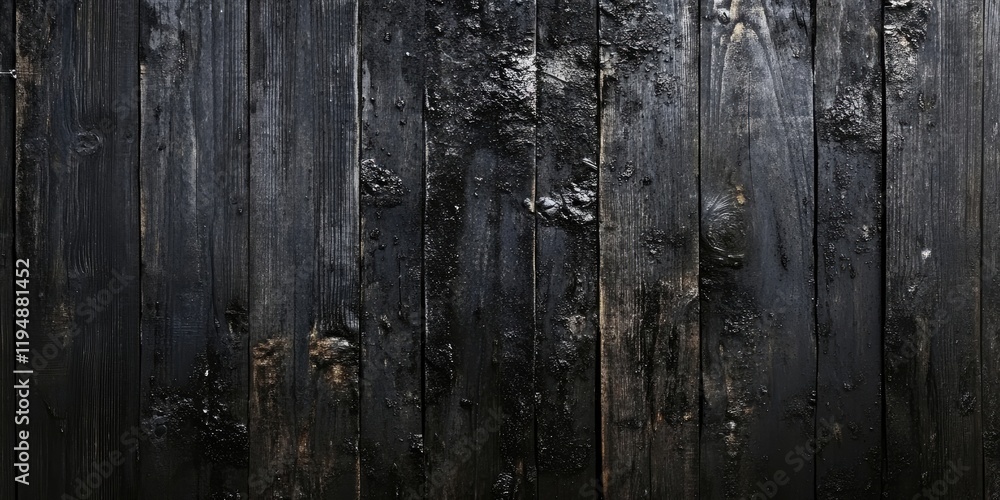Aged black wooden backdrop with grunge texture featuring abstract patterns; dark tones create depth with uneven surfaces and weathered appearance. Aged black wooden backdrop with grunge texture featuring abstract patterns; dark tones create depth with uneven surfaces and weathered appearance.