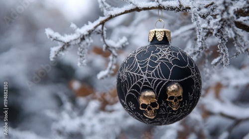 Black Christmas ornament with skulls.
