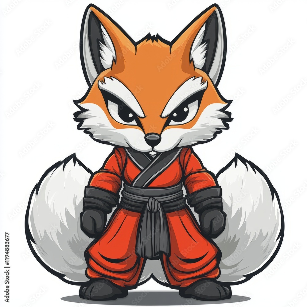 A Martial Arts Fox in Red Clothing Stands Ready A Martial Arts Fox in Red Clothing Stands Ready