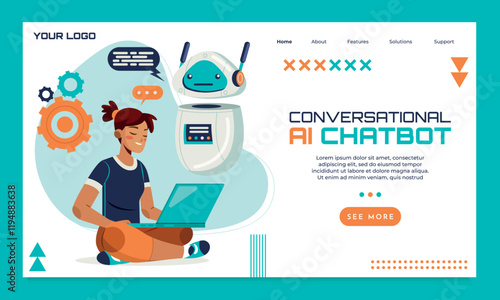 Conversational AI Chatbot Interaction Illustration