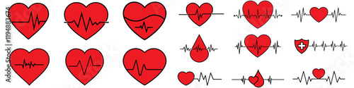 Pulse icon vector set. Heartbeat illustration sign collection. Heart rhythm symbol. Cardiology logo.
