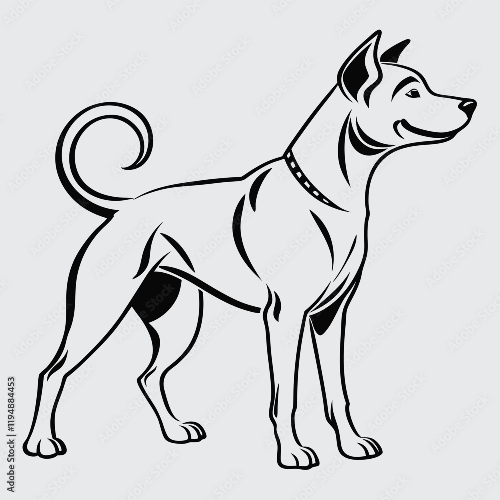 Obraz premium Dog line art imagevector and illustration