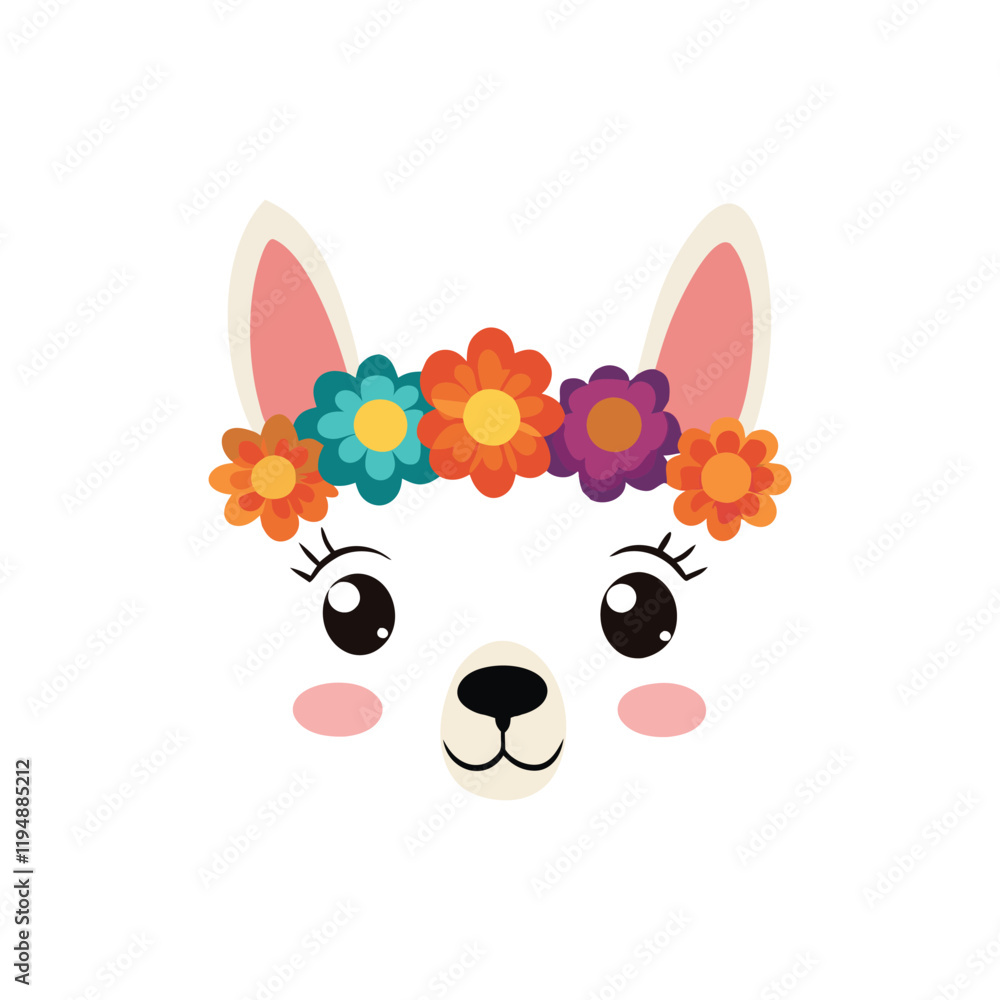 Llama Face Floral Crown Clipart Design Vector Llama Face Floral Crown Clipart Design Vector