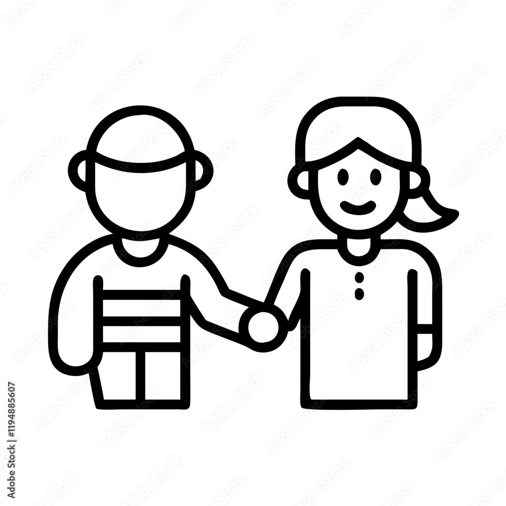 character meet and greet icon, character meet and greet line art - simple line art of character meet and greet, perfect for character meet and greet logos and icons and themed design 