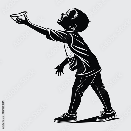 Hungry child image silhouette vector art and illustration