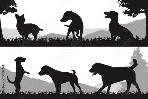 Dog Silhouettes in Nature