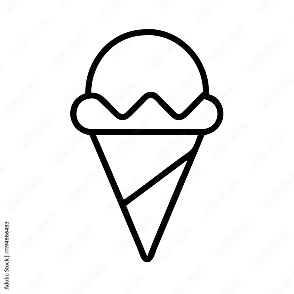 ice cream cone icon, ice cream cone line art - simple line art of ice cream cone, perfect for ice cream cone logos and icons and themed design ice cream cone icon, ice cream cone line art - simple line art of ice cream cone, perfect for ice cream cone logos and icons and themed design