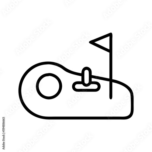 mini golf course icon, mini golf course line art - simple line art of mini golf course, perfect for mini golf course logos and icons and themed design 