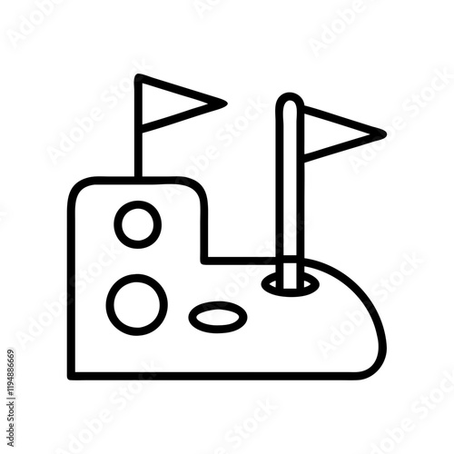 mini golf course icon, mini golf course line art - simple line art of mini golf course, perfect for mini golf course logos and icons and themed design 