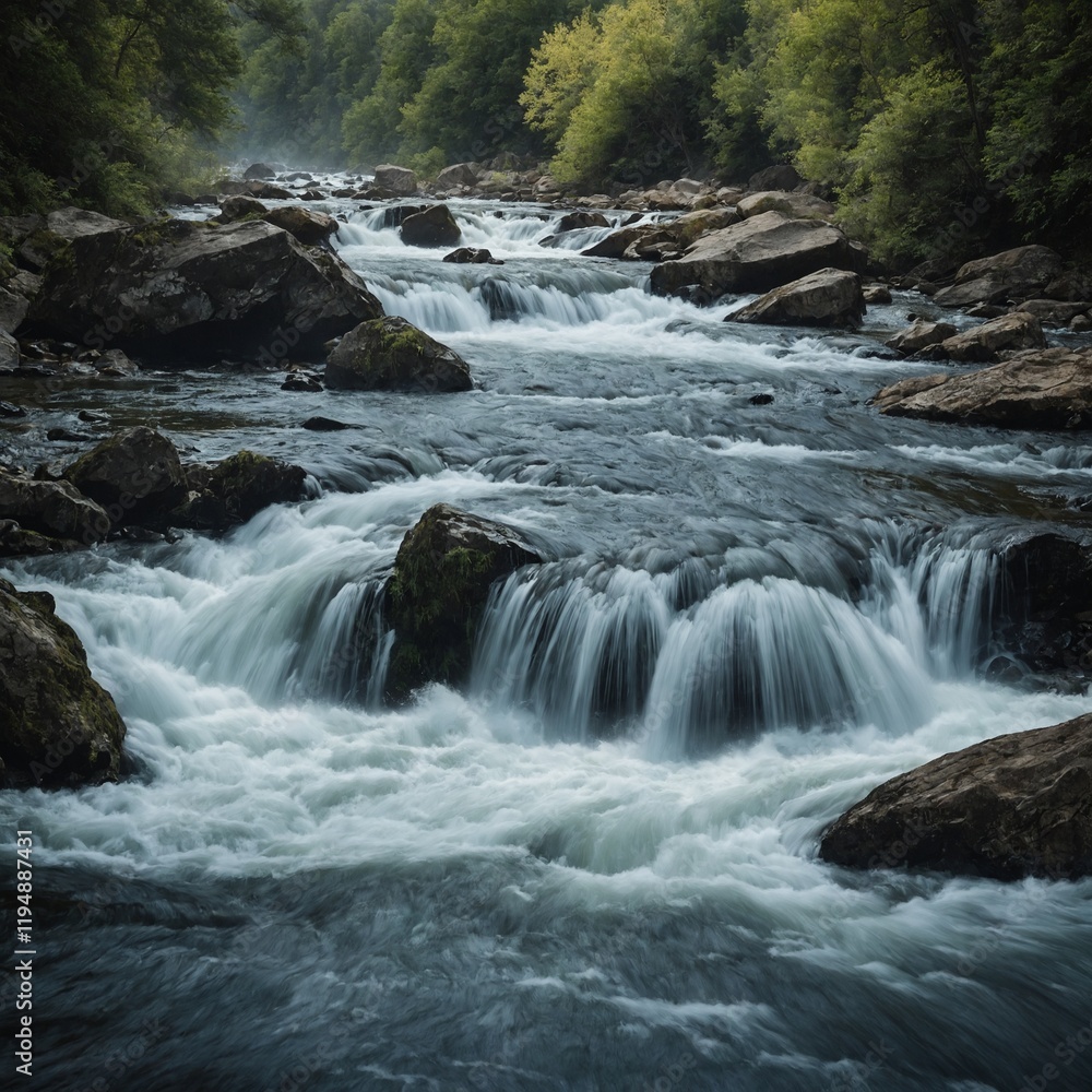 Fish jumping upstream in a roaring waterfall. Fish jumping upstream in a roaring waterfall.