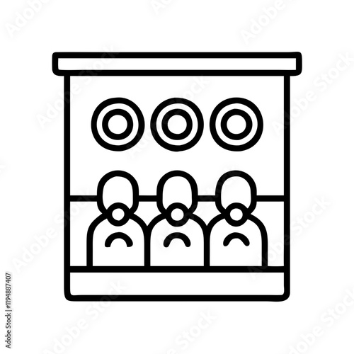 shooting gallery icon, shooting gallery line art - simple line art of shooting gallery, perfect for shooting gallery logos and icons and themed design 