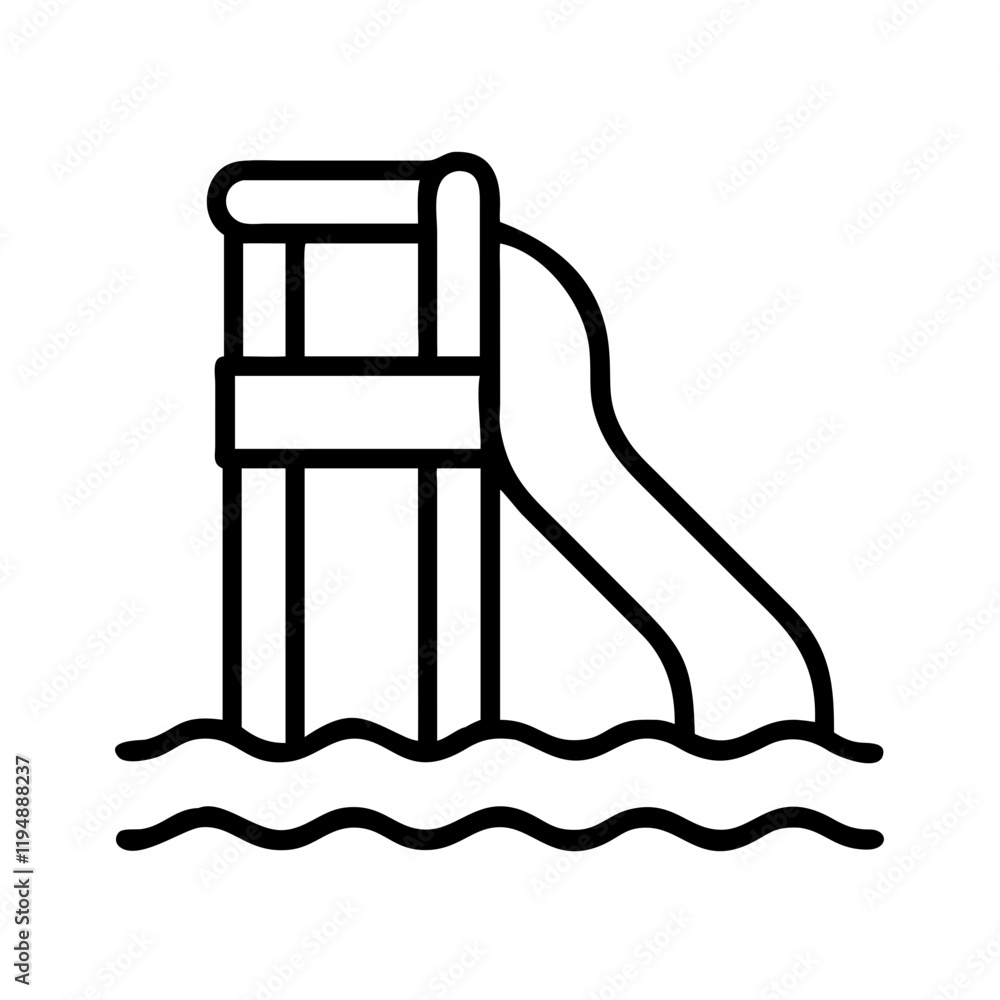 Obraz premium water slide icon, water slide line art - simple line art of water slide, perfect for water slide logos and icons and themed design 
