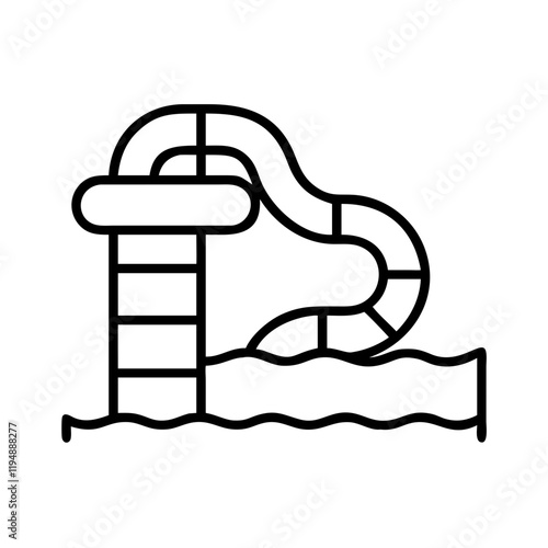 waterslide tube icon, waterslide tube line art - simple line art of waterslide tube, perfect for waterslide tube logos and icons and themed design 