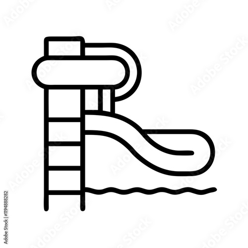 waterslide tube icon, waterslide tube line art - simple line art of waterslide tube, perfect for waterslide tube logos and icons and themed design 