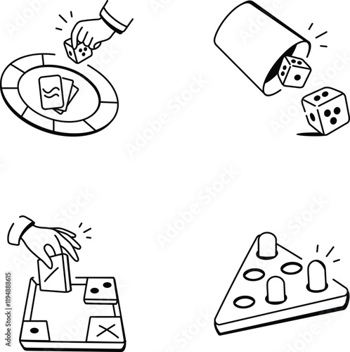 Bundle of Strategy Game Doodle Icons
