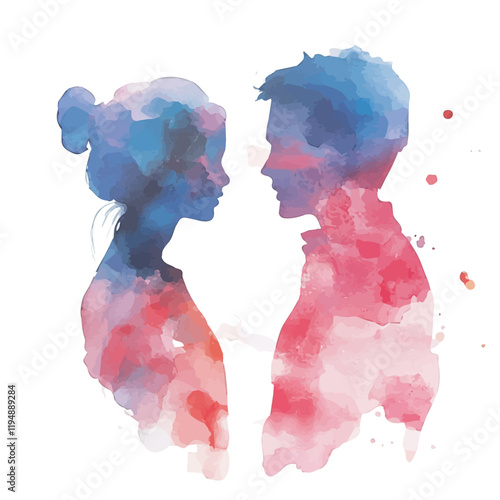 A watercolor vector of gender roles, isolated on a white background. Gender roles vector.
