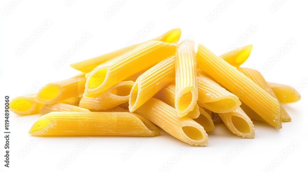 Penne Rigate pasta isolated on white background Penne Rigate pasta isolated on white background