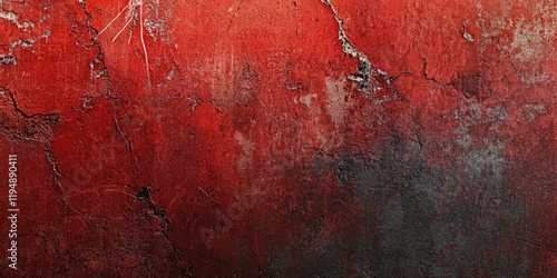 Textured aged red wall with scratches dark gradient tones creating a Halloween theme vintage background for spooky events or allusions to decay photo