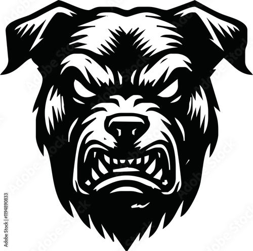 Angry Dog head vector silhouettes illustration design, isolated white background. Logo type, Tee shirt, statue design illustration vector.