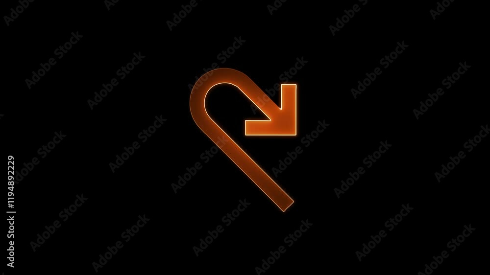 Neon animated arrow on alpha channel, neon coloring arrow icon animation on black background Neon animated arrow on alpha channel, neon coloring arrow icon animation on black background