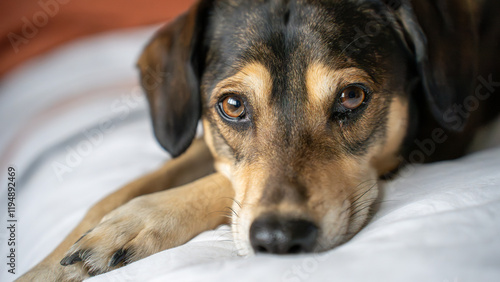 Photography Close up of a rescue dogs face
