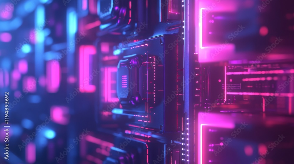 Obraz premium Abstract Digital Network with Glowing Connection Elements