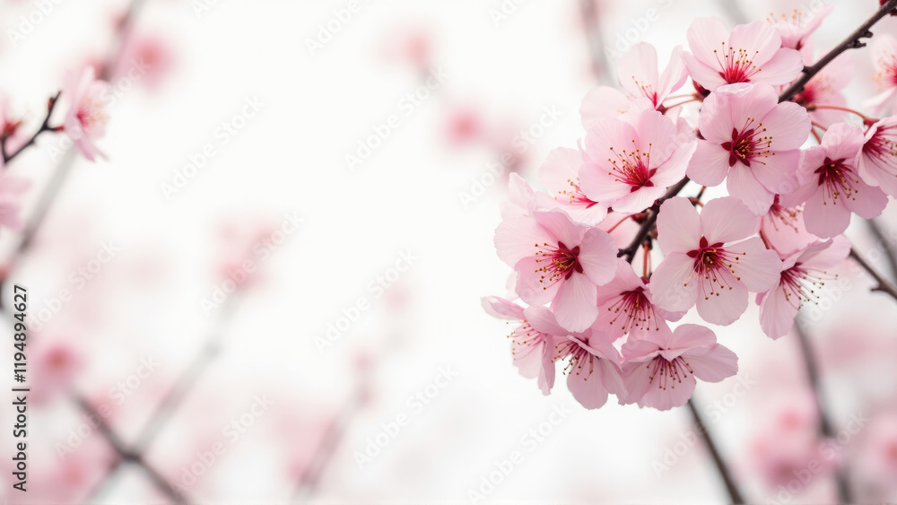 Cherry blossoms bloom in spring, creating a serene and picturesque landscape with delicate pink flowers against a soft background Cherry blossoms bloom in spring, creating a serene and picturesque landscape with delicate pink flowers against a soft background