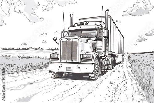 Sketch of truck for colouring learning, version 4