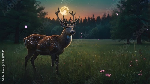 Plakat deer in the forest