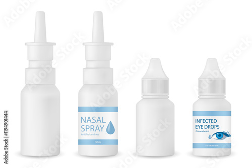 Medicine bottle mockup with precise droppers to ensure accurate dosage for eyes and nose