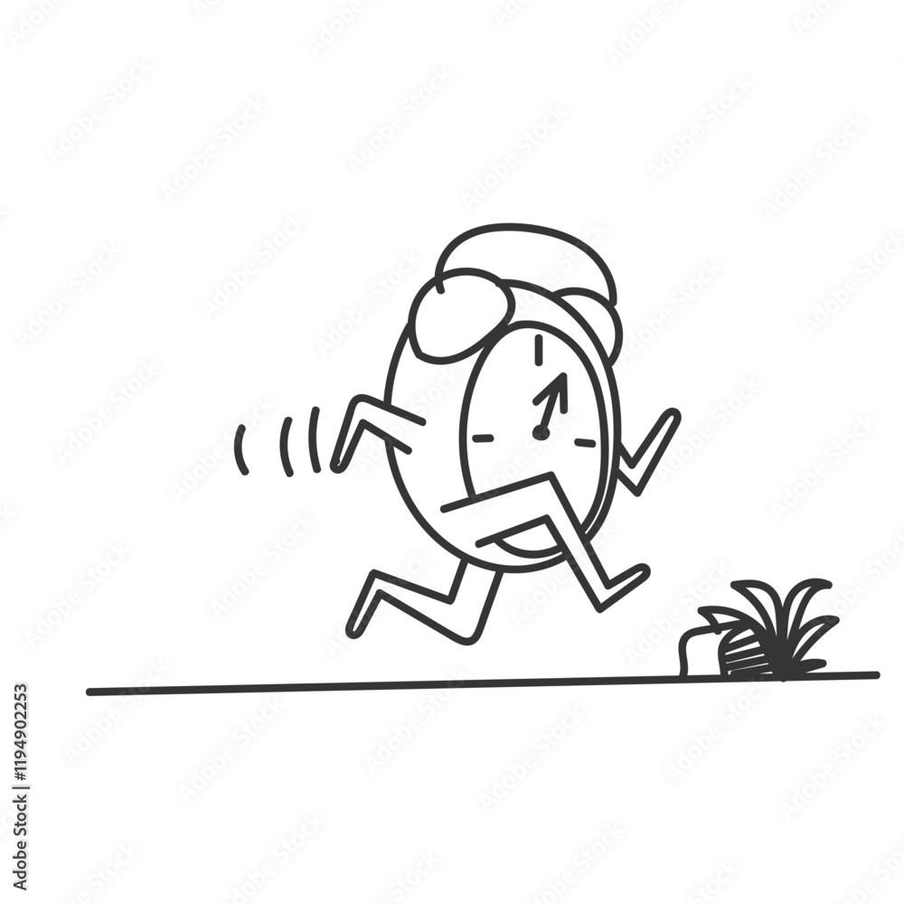 cartoon clock running in doodle hand drawing style cartoon clock running in doodle hand drawing style