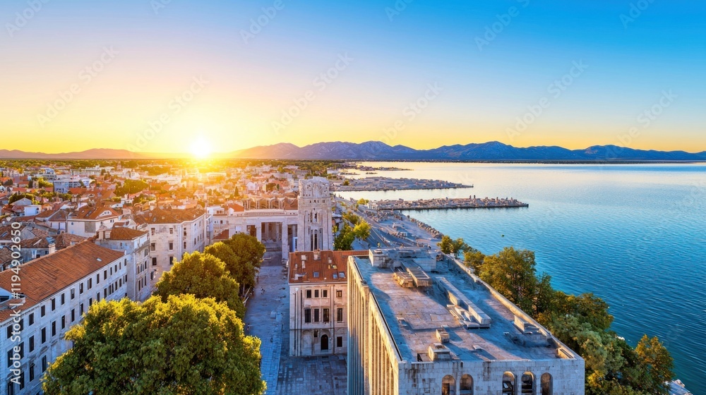 Naklejka premium Coastal City Sunrise