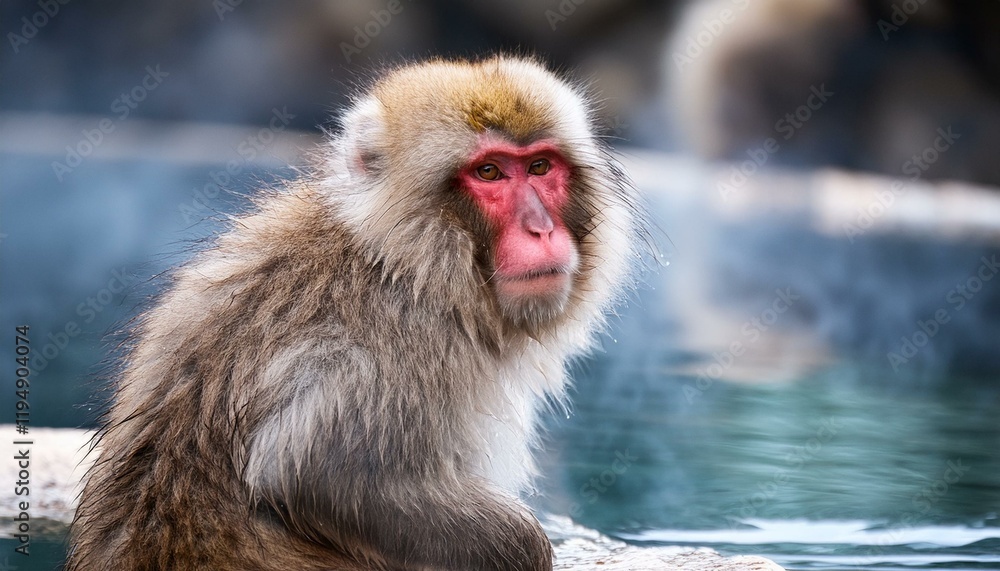 冬の温泉でくつろぐニホンザル3 冬の温泉でくつろぐニホンザル3