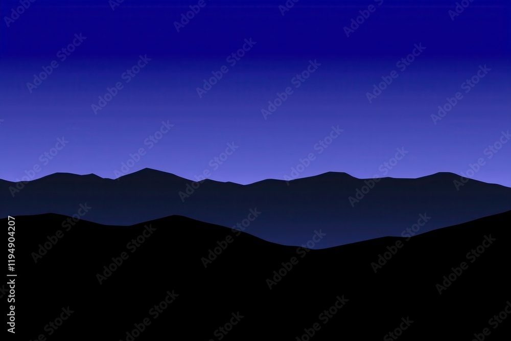Obraz premium Mountain Range Gradient: Mountains in silhouette with a gradient sky from dark blue at the peak to a light blue at the base