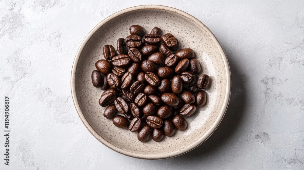Fototapeta premium A plate filled with roasted coffee beans.