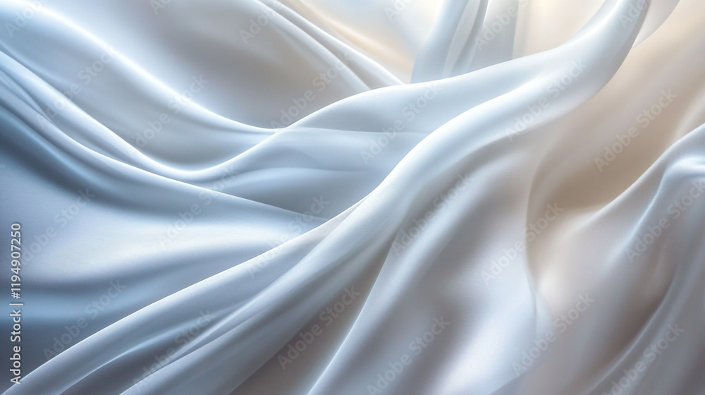 Obraz premium Soft white silk fabric draping gracefully in gentle folds and curves