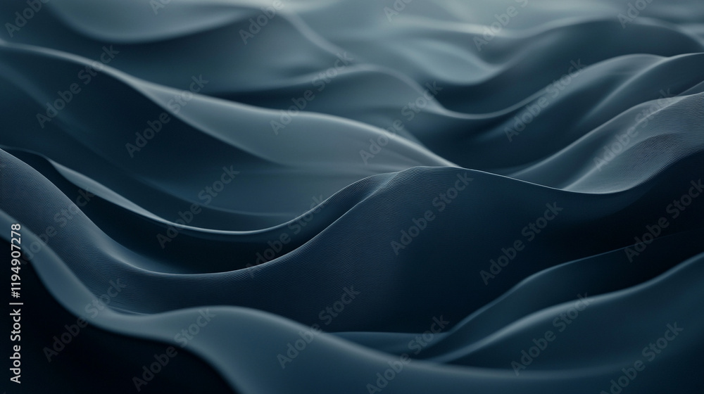 Elegant draped fabric creates soft, flowing waves in rich blue tones Elegant draped fabric creates soft, flowing waves in rich blue tones