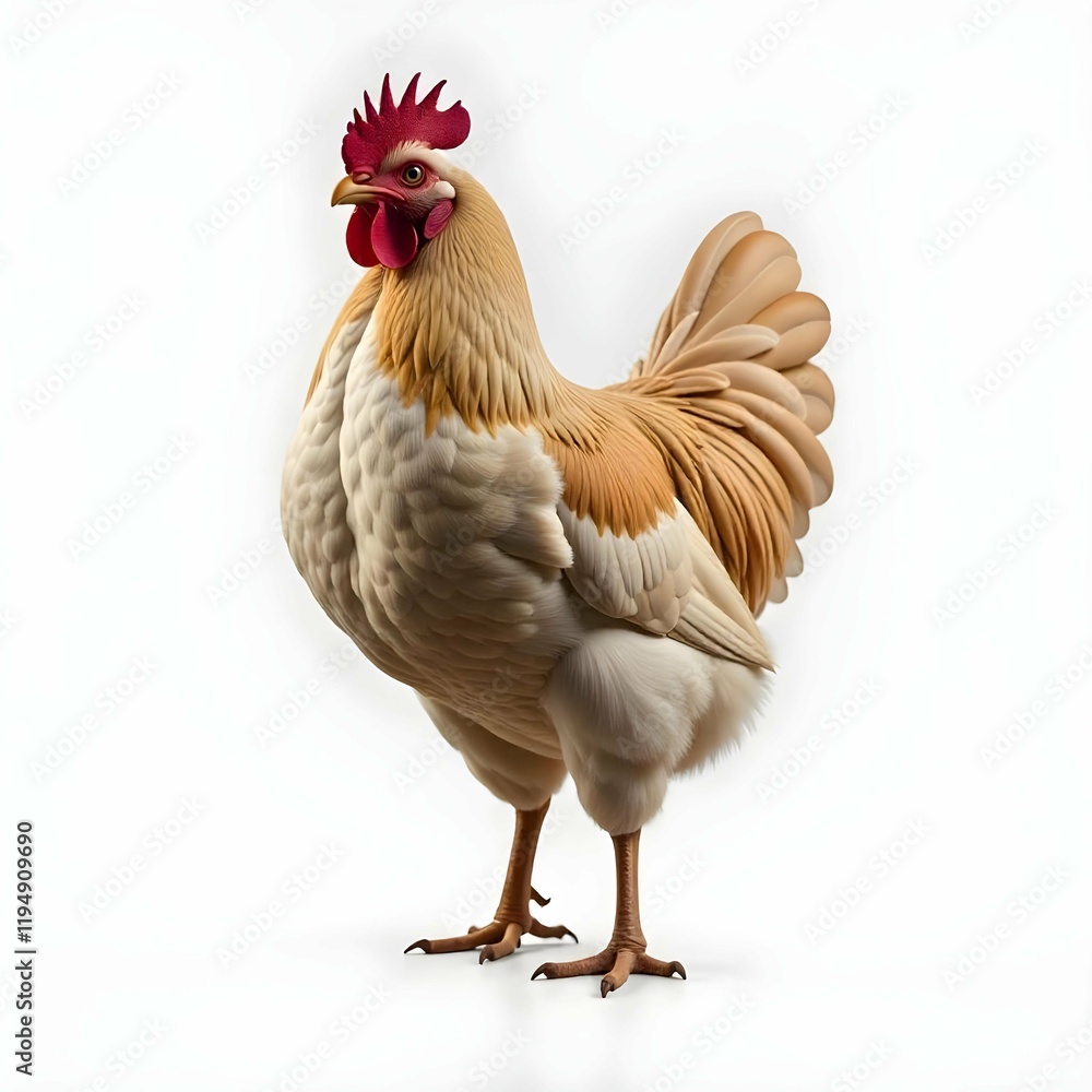 Fototapeta premium Elegant Cream Rooster: A Studio Portrait in Soft Lighting