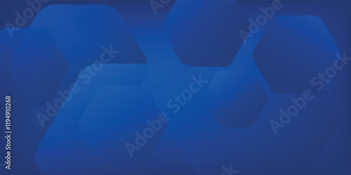 Modern abstract blue background with glowing geometric lines. Blue gradient hexagon shape design. Futuristic technology concept.