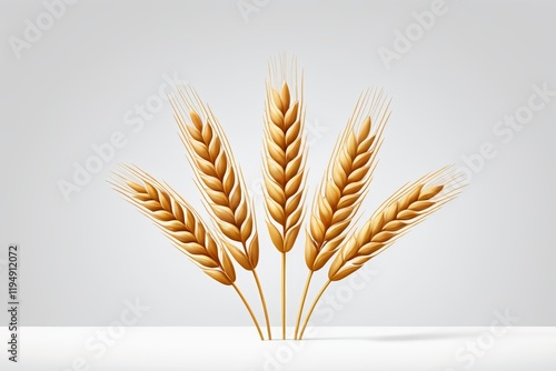 arafly set of three stalks of wheat on a white background photo