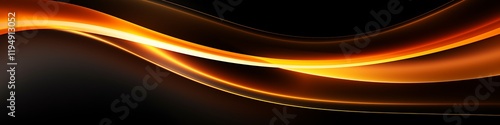 Abstract Golden Flow: A dynamic and energetic abstract background featuring a vibrant golden wave flowing gracefully against a deep black backdrop. The image exudes a sense of movement, energy. photo