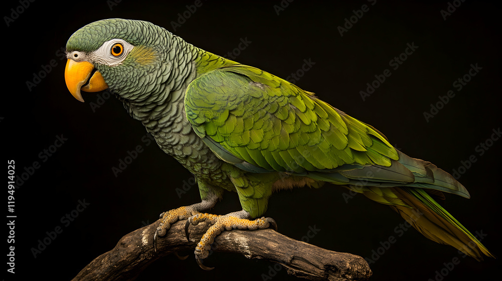 Fototapeta premium Photo Majestic Green Parrot Perched on Branch