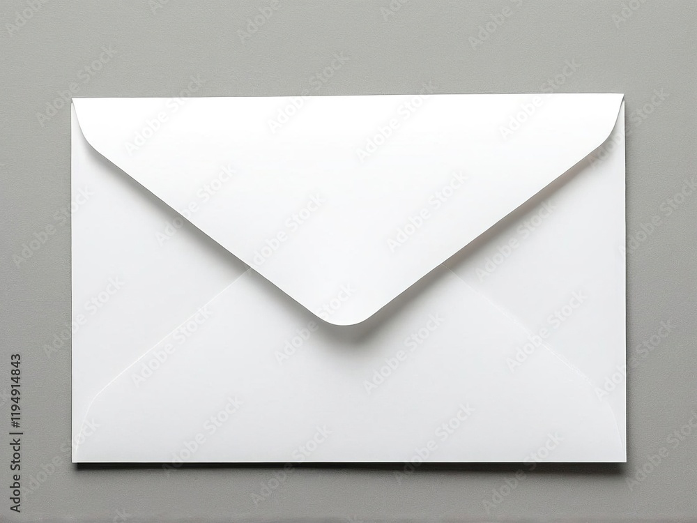 A pristine white envelope resting on a smooth gray surface, suggesting communication and anticipation A pristine white envelope resting on a smooth gray surface, suggesting communication and anticipation