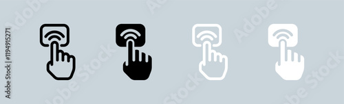 Tap icon set in black and white. Technology signs vector illustration.
